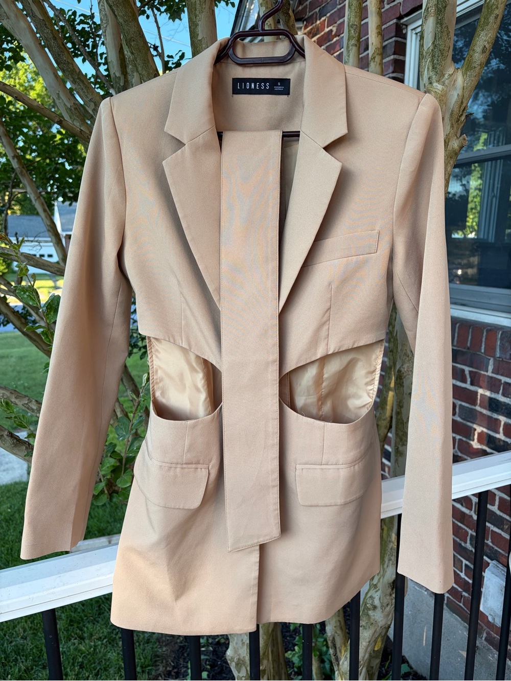 Lioness Beige Cutout Blazer Jacket